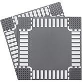 Feleph Classic Crossroad Road Base Plates, City Street Building Kit, 25 x 25 cm Town Baseplate for Building Bricks Compatible with All Major Brands (Crossroad 2 Pieces)