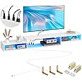FABATO 71'' Floating TV Stand with LED Light Power Outlet, Floating Shelf for Under TV Wall Mount with Storage Shelf, Media Console Entertainment Center for Living Room, White
