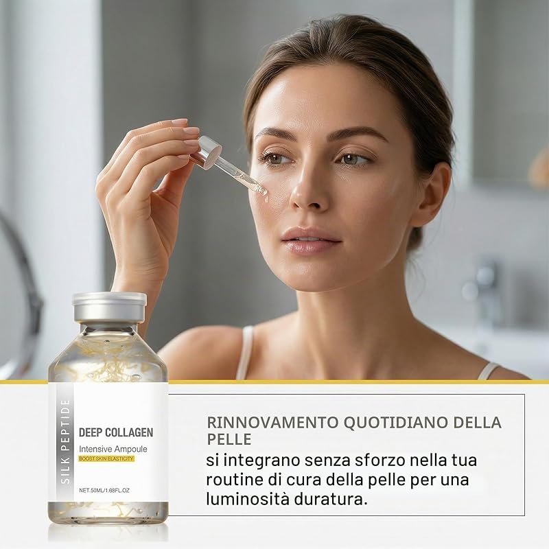 1 set di fiale di siero elasticizzante per il viso (con accessori), 50 ml di fiale Silk Peptide Deep X Collagen, idratanti, antietà e modellanti. — foto 2 di 6
