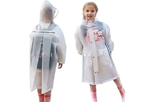 FEWLBY Kids Rain Coat for Girls Boys Raincoat Lightweight Waterpoof Kids Rain Jacket Toddler Rain Wear 2XL Size