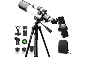 Telescope for Adults & Kids, 70mm Aperture 400mm Multi-Coated Mount Astronomical Telescope, Portable Tripod, Phone Adapter, A