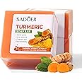 AOJUIGO Natural Turmeric Soap,Pure Turmeric Handmade Soap Bar For Face & Body,Corrector Remove Acne Blackheads Dark Spot,Moisturizing Erase Fine Lines,Firming,Friendly Vegan&Cruelty Free Gentle Soap