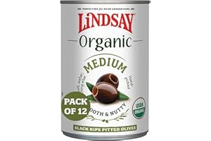 Lindsay Organic Medium Black Ripe Pitted Olives, 6 Oz (Pack of 12), USDA Organic, Keto Friendly, Healthy Snack, Perfect for Salads, Pizzas, Pastas, Charcuterie Boards
