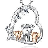 CELESTIA Sterling Silver Mom and Baby Elephant Necklaces for Women - 18 Inch Chain