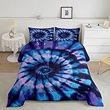 Erosebridal Purple & Blue Spiral Tie Dye Comforter