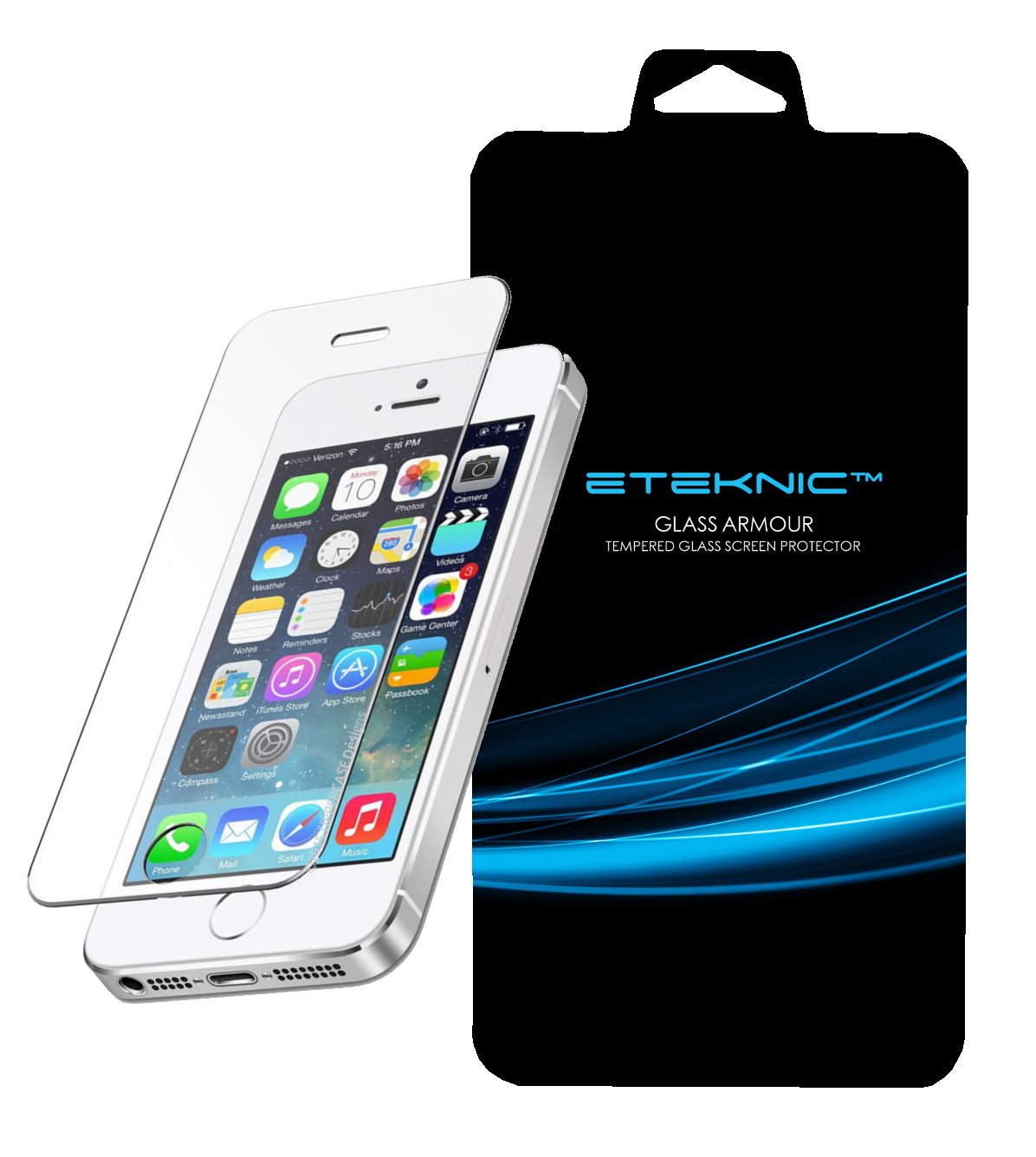eTEKNIC iPhone SE / 5 / 5s / 5c Screen Protector [Glass Armour] Premium