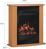 Dimplex Orvieto Electric Fire Suite Oak Optiflame LED Heater 1.5kW Free Standing view 5