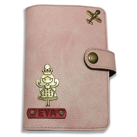 Generic PU Leather Baby Pink Personalized Passport Cover with Strap
