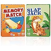 Card Games,Fun Card Game for Kids Ages 4-8,Classic Interactive Games for Kids Toddlers and Adults,Perfect for Stocking Stuffers Gifts,Family Game Night Travel and Party Games(Slap Jack&Memory Match)