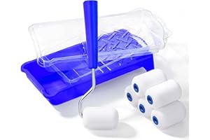 BATES CHOICE Bates- 2 Inch Foam Paint Roller Kit, 10 pcs, Small Paint Roller Kit, 1x Plastic Paint Tray, 2X Clear Disposable Tray Liners, 1x Roller Frame & 6X Mini Foam Covers