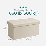 SONGMICS MAZIE Storage Ottoman Bench 76 cm Cream White Folding Foot Rest view 5