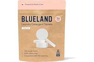 BLUELAND Laundry Detergent Tablets 36 Count, Plastic-Free Alternative to Pods, Sheets, or Liquid - Natural, Sustainable, Eco-Friendly Laundry Detergent in Compostable Pouch