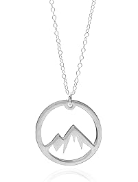 Silver Mountain Necklace - A Sterling Silver Circle Mountain Pendant Necklace - The Mountains Are Calling Necklace