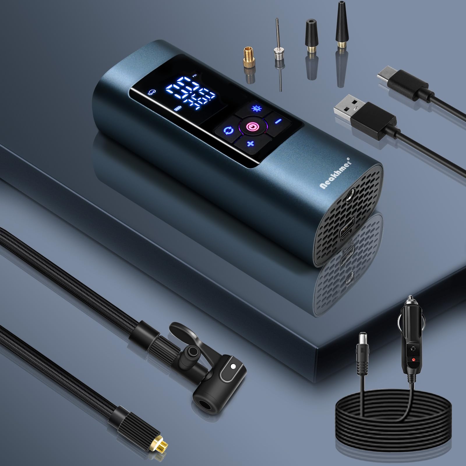 Neakhmer Mini Kompressor Akku Luftpumpe：150PSI Elektrische luftpumpe mit Deflate-Funktion - Tragbare Pumpe für Auto Motorrad Fahrrad 7