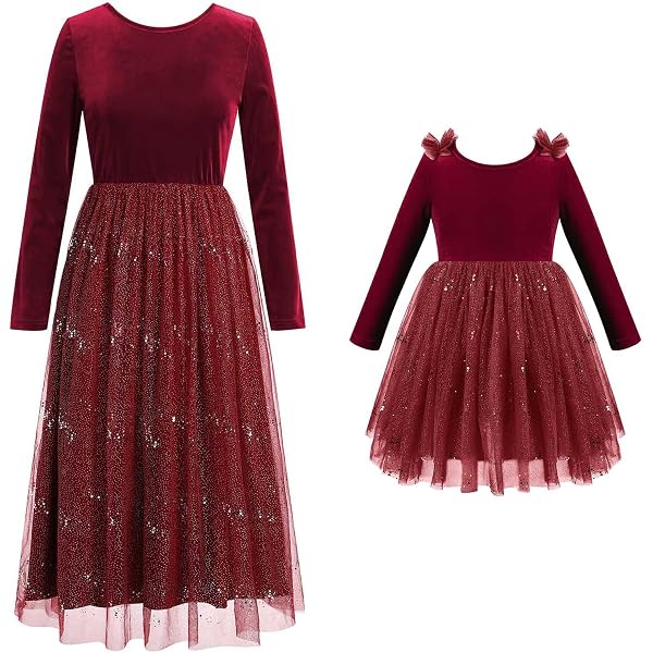 Matching Mommy & Me Christmas Dresses - Long Sleeve Skater Dress With Snowflake Lace - View #10