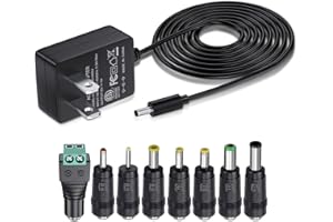 SoulBay 12V 1A AC Adapter Charger Replacement w/8 Tips, Regulated Power Supply Cord for LED Strip Light, CCTV Camera, BT Spea