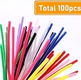 Caydo 100Pcs Pipe Cleaners 10 Colors Chenille Stems 6mm x 30cm Craft Supplies view 2