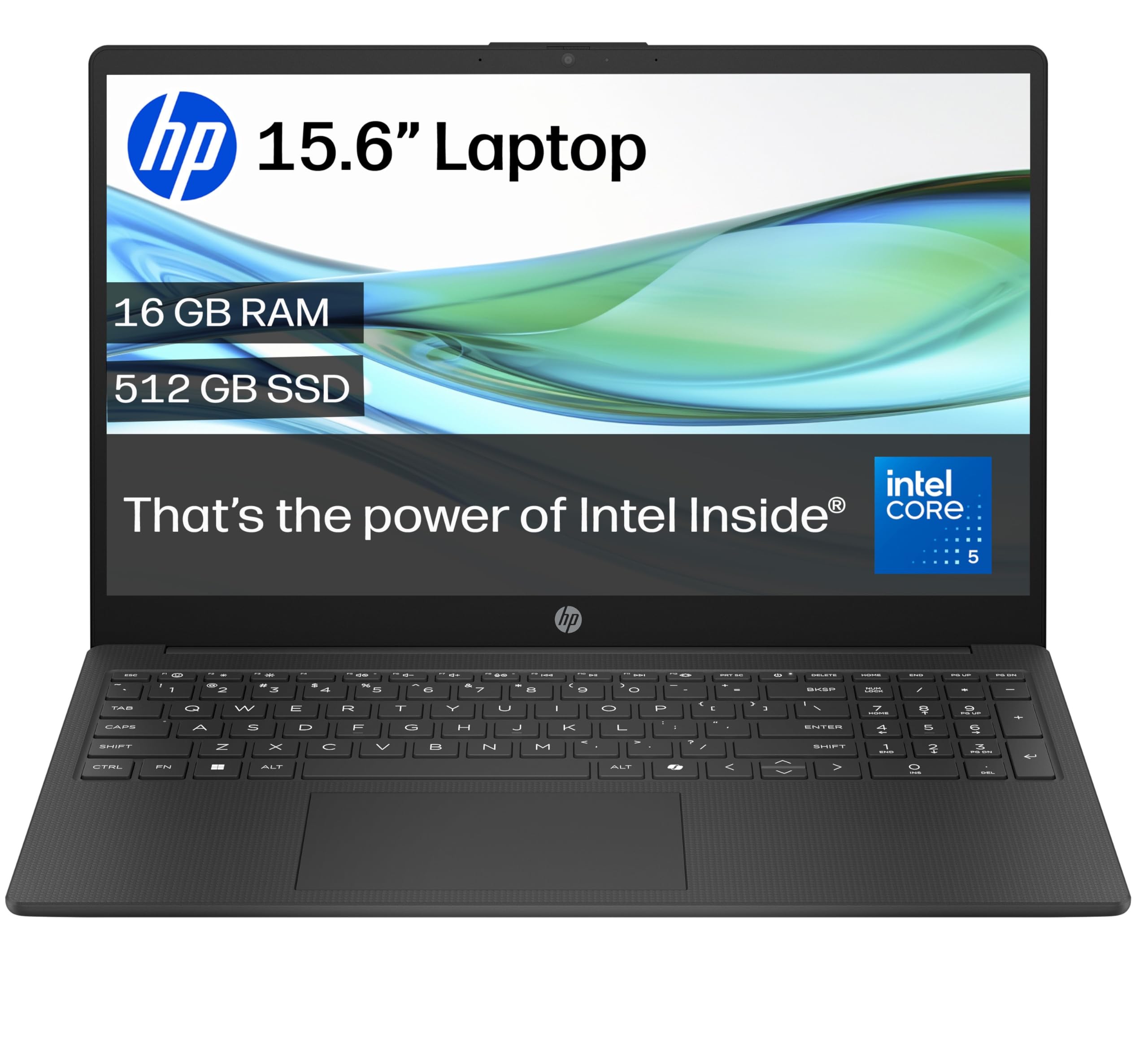 HP 15.6" Laptop | Intel Core™ 5 120U Processor | 16 GB RAM | 512 GB SSD | Intel Graphics | FHD Anti-Glare Display | Windows 11 Home | Fast Charge | Jet Black | 15-fd0005sa