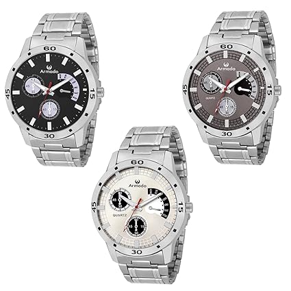 Mens Analogue Silver/Black/Grey Smart Sweat Proof Watch
