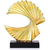 GAOSHENG Gold Wave Sculpture,Modern Ocean Wave Home décor Accents Ornament,Resin Art Statue Home Decor Aesthetic,Shelf Decor,Coffee Table Decor Tv Stand Decor Adornos para Sala Modernos