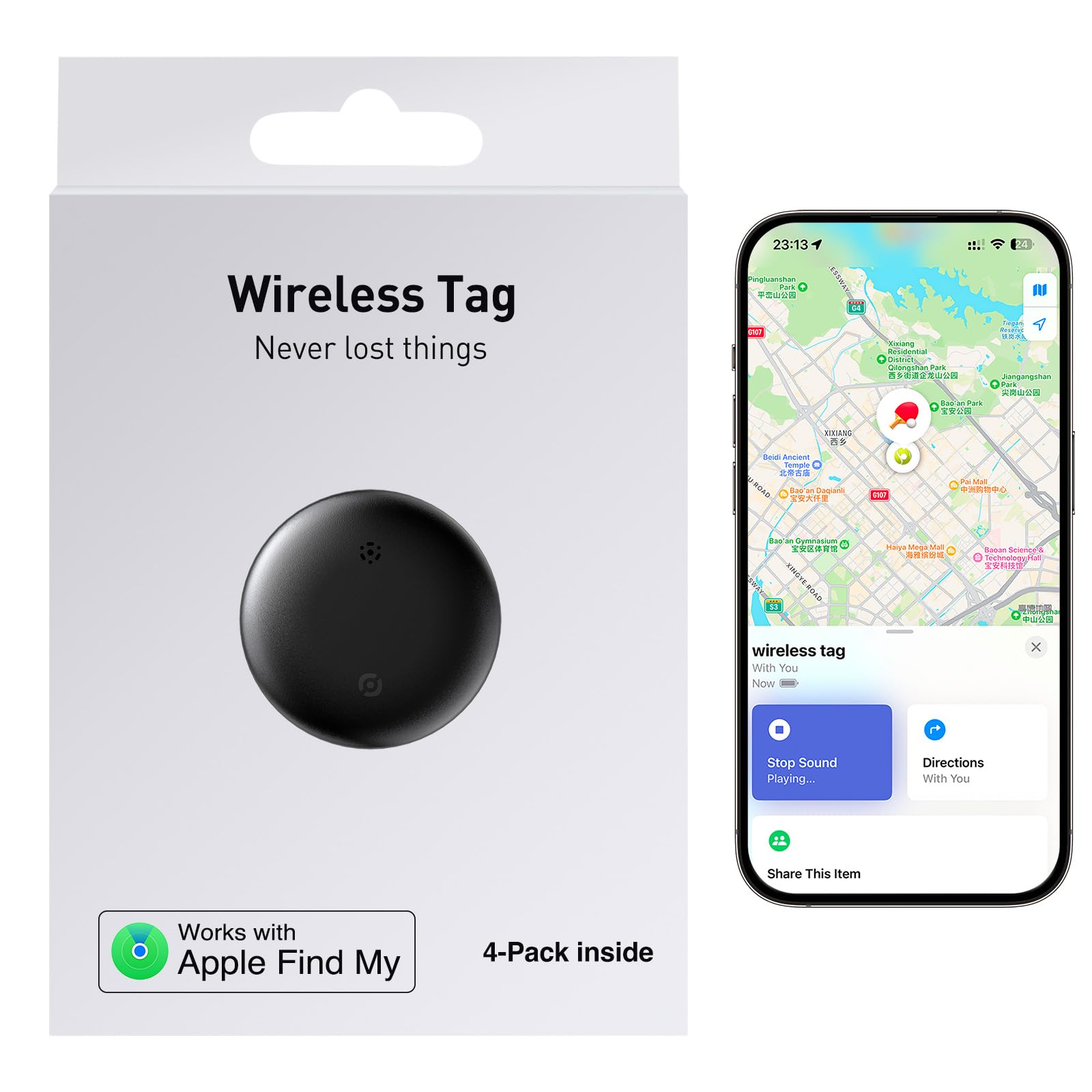 Photo 1 of Air Tag-4 Pack: Smart Bluetooth Tracker, Item Finder Works with Apple Find My (iOS Only) App, Tracker Tag Locator for Keys, Luggage, Satchel, Backpack etc. (Not for Android Devices)