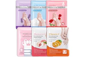 LINGHAOLH Hydrating Hand Masks, 6PCS Hand Mask Moisturizing Gloves for Men Women, Smooth Long Lasting Soft Exfoliating Hand Peeling Spa Mask Moisturizer Beauty Gift Set for Dry Cracked Rough Dull Hands（A)