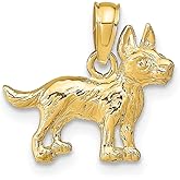 14k Yellow Gold German Shepherd Dog Pendant for Women or Unisex Wear, Detailed Canine Charm Symbolizing Loyalty and Protection, Fine Animal Jewelry, Pet Memorial Keepsake, Real Gold Necklace