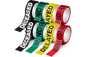 Innconee Triage Tape Kit 8 Rolls Emergency Medical Tapes (Black/red/Yellow/Green) for First Aid, Casualty Tagging & Incident Response, Deceased/immediate/Delayed Marking Bands, 1.5" x 200ft