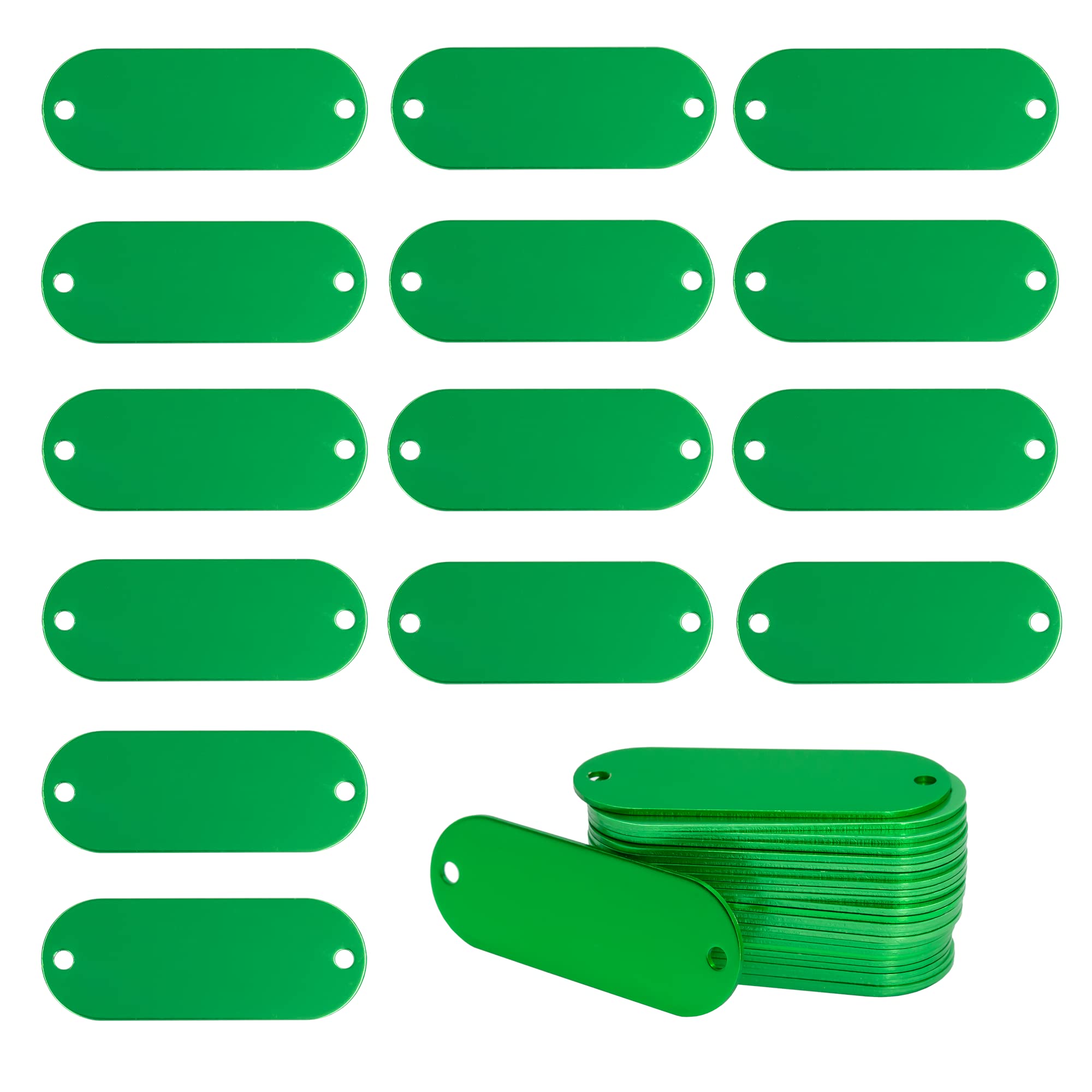 Anodized Aluminum Engraving Blanks Tags Stamping Blanks Tags with 2 Holes 25 Pack (Green)