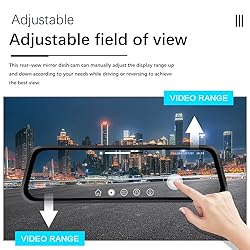 CAMECHO 9.66" Mirror Dash Cam Rear View Mirror