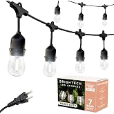Brightech Ambience Pro - 24 Ft Waterproof LED Outdoor String Lights - Hanging, Dimmable 2W Vintage Edison Bulbs - Commercial Grade Patio Lights Create Cafe Ambience in Your Backyard, 7 Bulbs