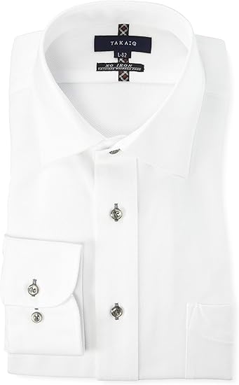Amazon Co Jp タカキュー ドレスシャツ ワイシャツ ノーアイロン ストレッチ レギュラーフィット ビジネス ニットシャツ 長袖 メンズ ホワイト L 服 ファッション小物