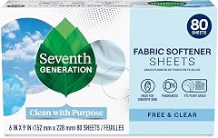 Seventh Generation Dryer Sheets Laundry Fabric Softener, Free & Clear Made for Sensitive Skin, 80 Sheets