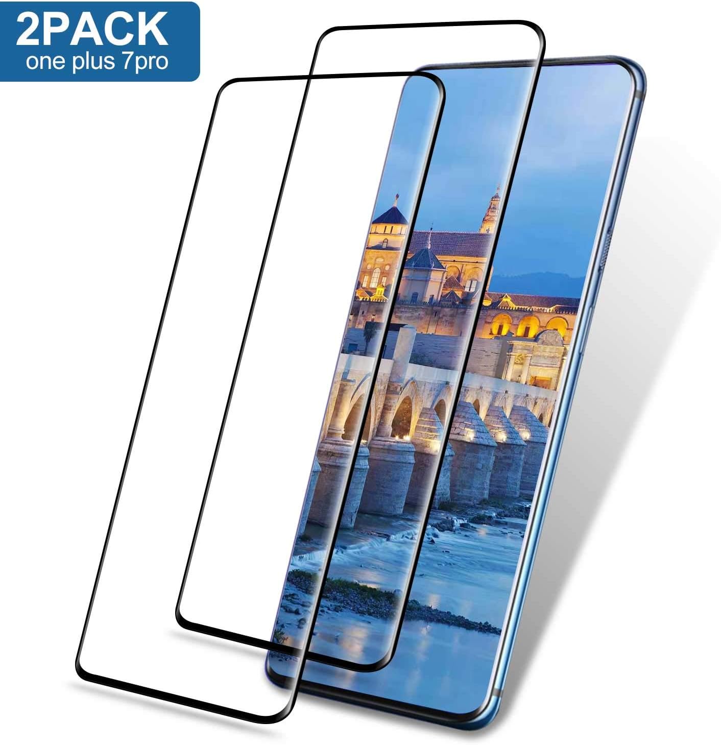 JAMONT [2 Pack] OnePlus 7 Pro Screen Protector, 3D Curved Premium Tempered Glass,HD Clarity,Anti Scratch, Anti-Bubble, Touch Screen Accuracy High Clear Film for OnePlus 7 Pro/OnePlus 7 Pro 5G