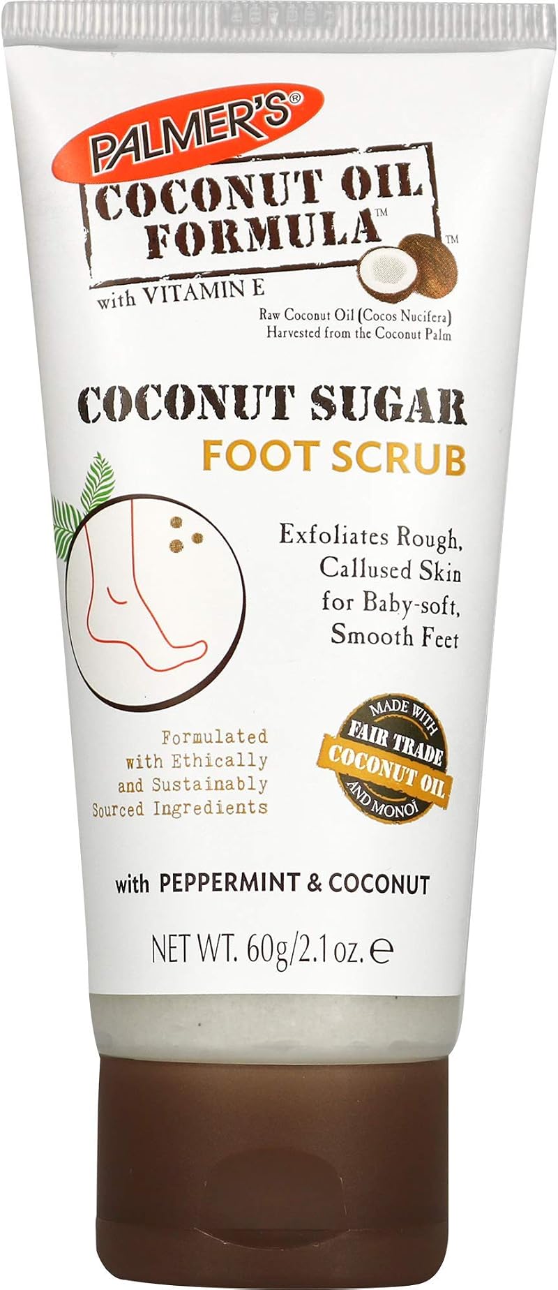 Palmers Coconut Sugar Foot Scrub 60g Palmer's Hydrating Exfoliator Peppermint