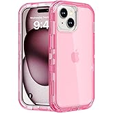 Follaroma for iPhone 15 Plus Case, Heavy Duty Shockproof Protection Phone Cases, Anti-Drop, Triple Layer Transparent Protective Cover Compatible with iPhone 15 Plus, 6.7 inch,Crystal Pink