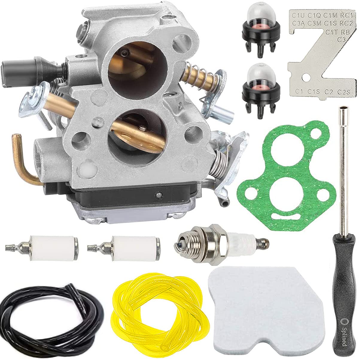 ZAMDOE Carburetor Kit for Husqvarna 235 235E 236 236E 240 240E 120 MARK II Chainsaw Engine for Jonsered CS2234 CS2238 CS2234S CS2238S Chainsaw, Replaces # C1T-W33C 574719402 545072601 545061801