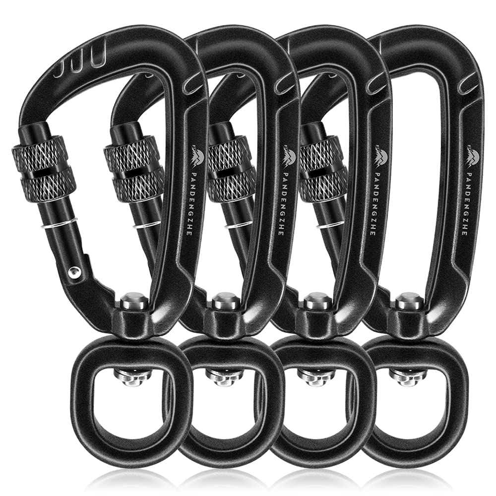 Photo 1 of PANDENGZHE Locking Carabiner Clips 2.5" with Swivel Clasp for Securing Pets, Dog Leash Harness, Camping, Hiking, Backpack, Outdoors, Gym (4 Pack)