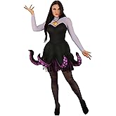 Women's Premium Ursula Costume, Disney The Little Mermaid Ursula Dress with Plush Tentacles and Shell Necklace
