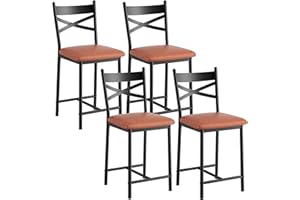 LALFPET Modern PU Upholstered Bar Stools with Metal Frame, X-Back & Footrest – Counter Height Dining Chairs for Kitchen Islan