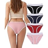 FANYOUNA Women's Cotton Bikini Brief Underwear Packs,Cute Breathable Hipster,Low Rise Panties for Ladies