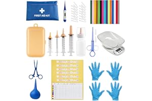 ZONEXCHIC 52pcs Puppy Whelping Supplies,Whelping kit,Puppies Birth,Kitten Dog Supplies,Puppy kit,Bottle Feeding kit for Newborn Puppy, Puppy Whelping Collars,Tube,Cord Clamps,Gloves,Digital Thermometer Scale