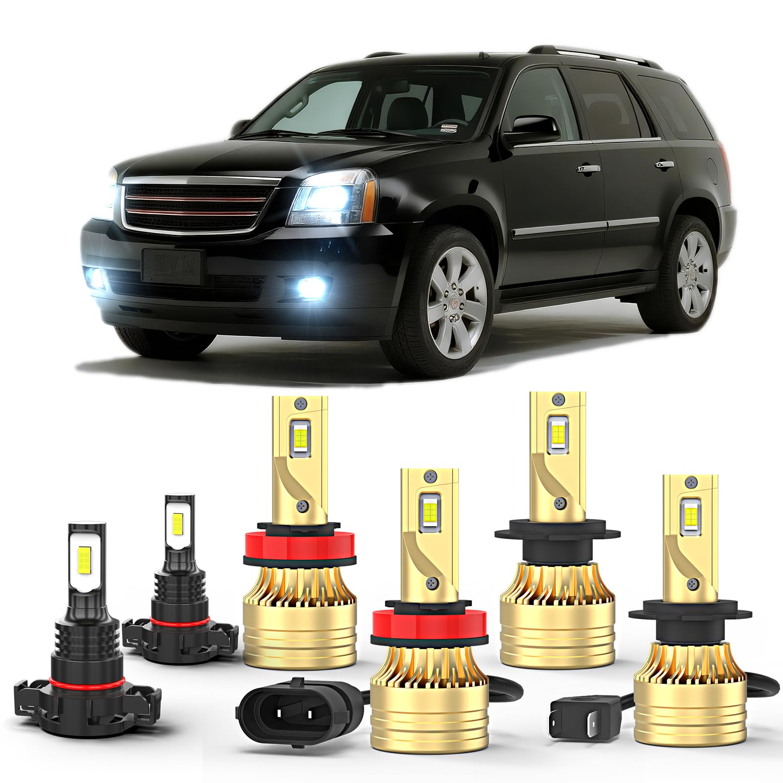 Photo 1 of cayrsk Fit For GMC Acadia 2007 2008 2009-2011 2012 6PCS LED Bulb,H7 H11 Hi Lo Beam lights +H16 Fog Light Bulbs,6000K White,Plug and Play