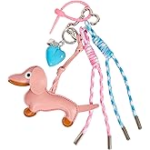 QTMY Cute Leather Puppy Braided Keychain Bag Charms for Handbag Purse Backpack Accessories Bogg Bag,548