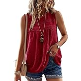 Falechay Womens Summer Tops Boho Shirts Crewneck Sleeveless Tank Tops Flowy Lace Hem Casual Blouses Clothing Trendy 2026