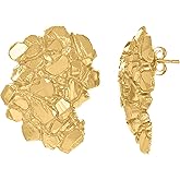 10kt Yellow Gold Mens Fashion Nugget Stud Earrings