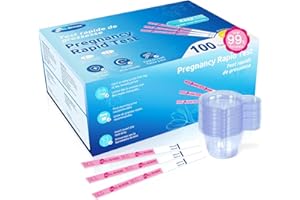 HEAL-CHECK 100 Pregnancy Tests with Cup, Bulk Pregnancy Test Strips for Home Detection, Over 99% Accuracy, Individually Wrapp