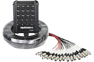 Melltimbro Speakers Low Profile XLR Send Circuit Board Snake Cable, Small Footprint XLR Box Snake for Live, Recording, Stage, Studio, 12 Channel 4 Return 50 Feet Long