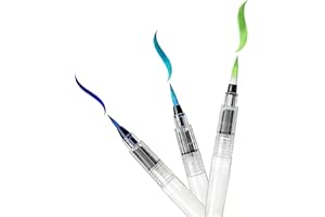 Watercolor Brush Pens Set – 3 Refillable Water Pens for Artists, Adults & Beginners, Leakproof Brush Tips for Blending, Calli