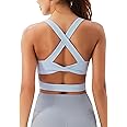 Sports Bras for Women Criss-Cross Back Padded Workout Tank Tops Medium Support Crop Tops for Women